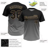 Custom Black Black-Old Gold Two-Button Unisex Softball Jersey