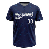 Custom Navy White Two-Button Unisex Softball Jersey