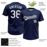 Custom Navy White Two-Button Unisex Softball Jersey