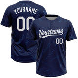 Custom Navy White Two-Button Unisex Softball Jersey