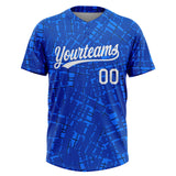 Custom Royal White Two-Button Unisex Softball Jersey