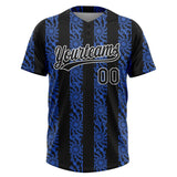 Custom Royal Black-White Two-Button Unisex Softball Jersey