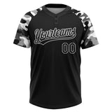 Custom Black Black-Camo Two-Button Unisex Softball Jersey