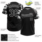 Custom Black Black-Camo Two-Button Unisex Softball Jersey