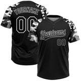 Custom Black Black-Camo Two-Button Unisex Softball Jersey