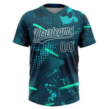 Custom Green Midnight Green-Teal Two-Button Unisex Softball Jersey