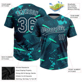 Custom Green Midnight Green-Teal Two-Button Unisex Softball Jersey