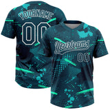 Custom Green Midnight Green-Teal Two-Button Unisex Softball Jersey