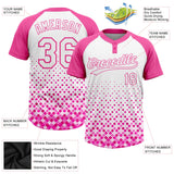 Custom Pink White Two-Button Unisex Softball Jersey