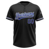 Custom Black Royal-White Two-Button Unisex Softball Jersey