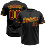 Custom Black Crimson-Yellow Two-Button Unisex Softball Jersey