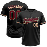 Custom Black Crimson-City Cream Two-Button Unisex Softball Jersey