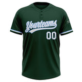 Custom Green White-Light Blue Two-Button Unisex Softball Jersey