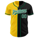 Custom Black Kelly Green-Gold Authentic Split Fashion Baseball Jersey