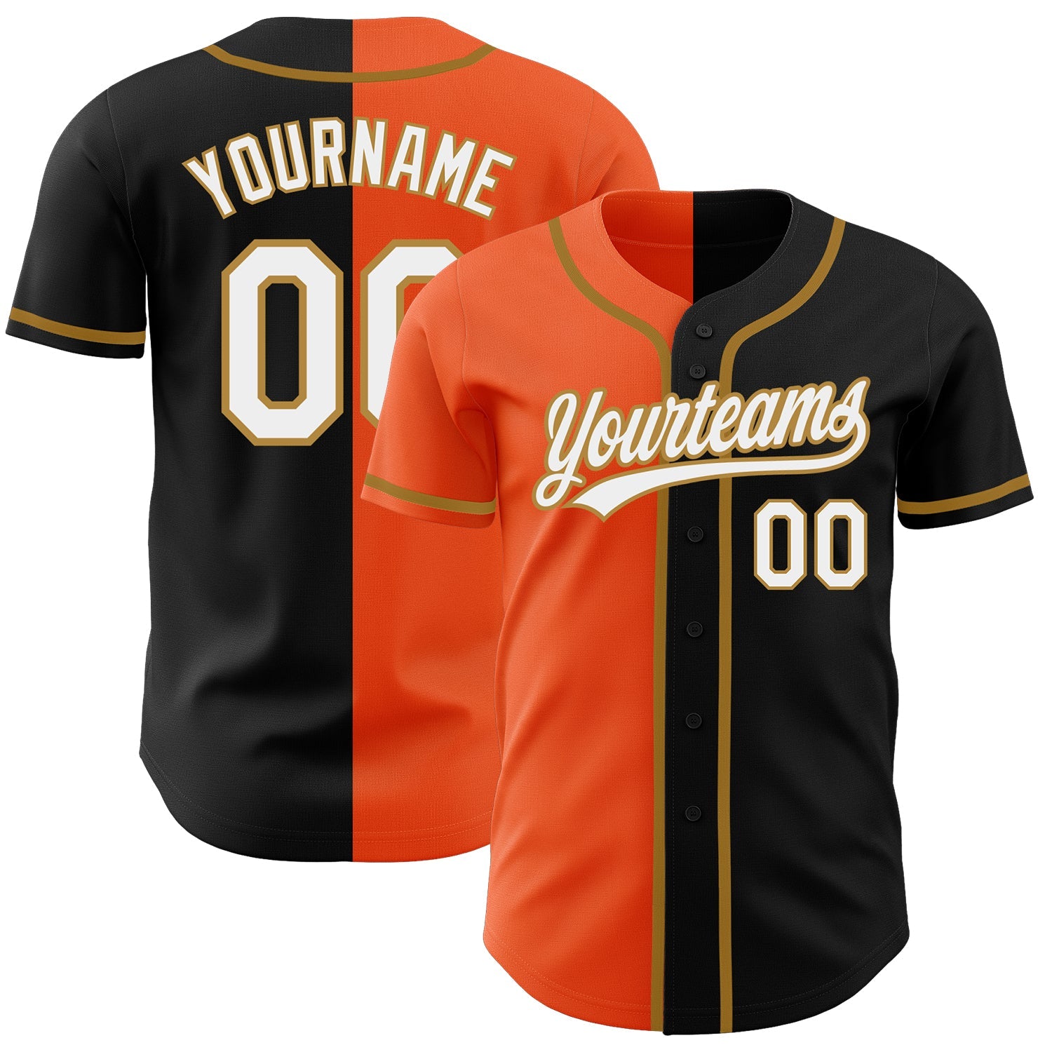 Custom Black Black-Old Gold Authentic Baseball Jersey