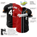 Custom Black White Red-Gray Authentic Split Fashion Baseball Jersey