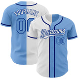 Custom Light Blue Light Blue White-Royal Authentic Split Fashion Baseball Jersey