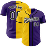 Custom Purple Black-Gold Authentic Split Fashion Baseball Jersey