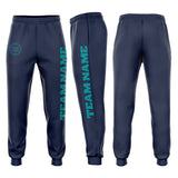 Custom Navy Aqua Fleece Jogger Sweatpants