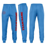 Custom Powder Blue Red Fleece Jogger Sweatpants