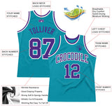 Custom Teal Purple-White Authentic Throwback Basketball Jersey