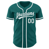 Custom Teal White Authentic Baseball Jersey