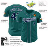 Custom Teal Navy-White Authentic Baseball Jersey