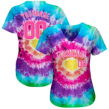 Custom Tie Dye Pink-White 3D Authentic Baseball Jersey