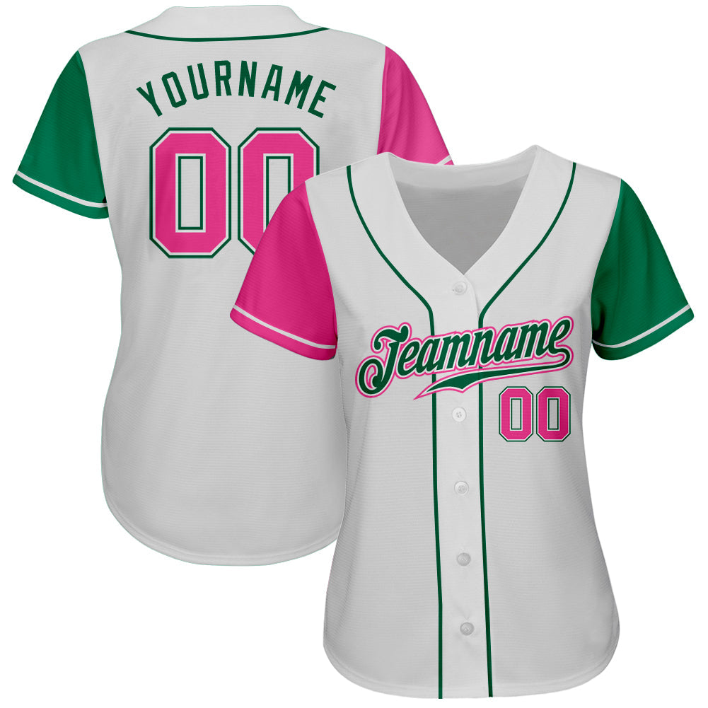 Custom Team Pink Baseball Light Blue Authentic White Jersey Discount –  snapmade