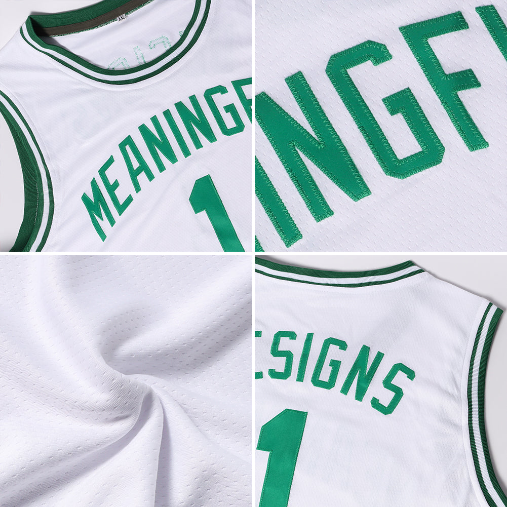 Custom Team Kelly Green Basketball Authentic Pink Throwback Jersey White