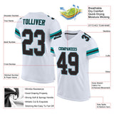 Custom White Black-Aqua Mesh Authentic Football Jersey