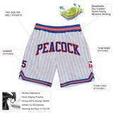 Custom White Royal Pinstripe Royal-Orange Authentic Basketball Shorts