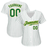 Custom White Kelly Green Pinstripe Kelly Green-Gold Authentic Baseball Jersey