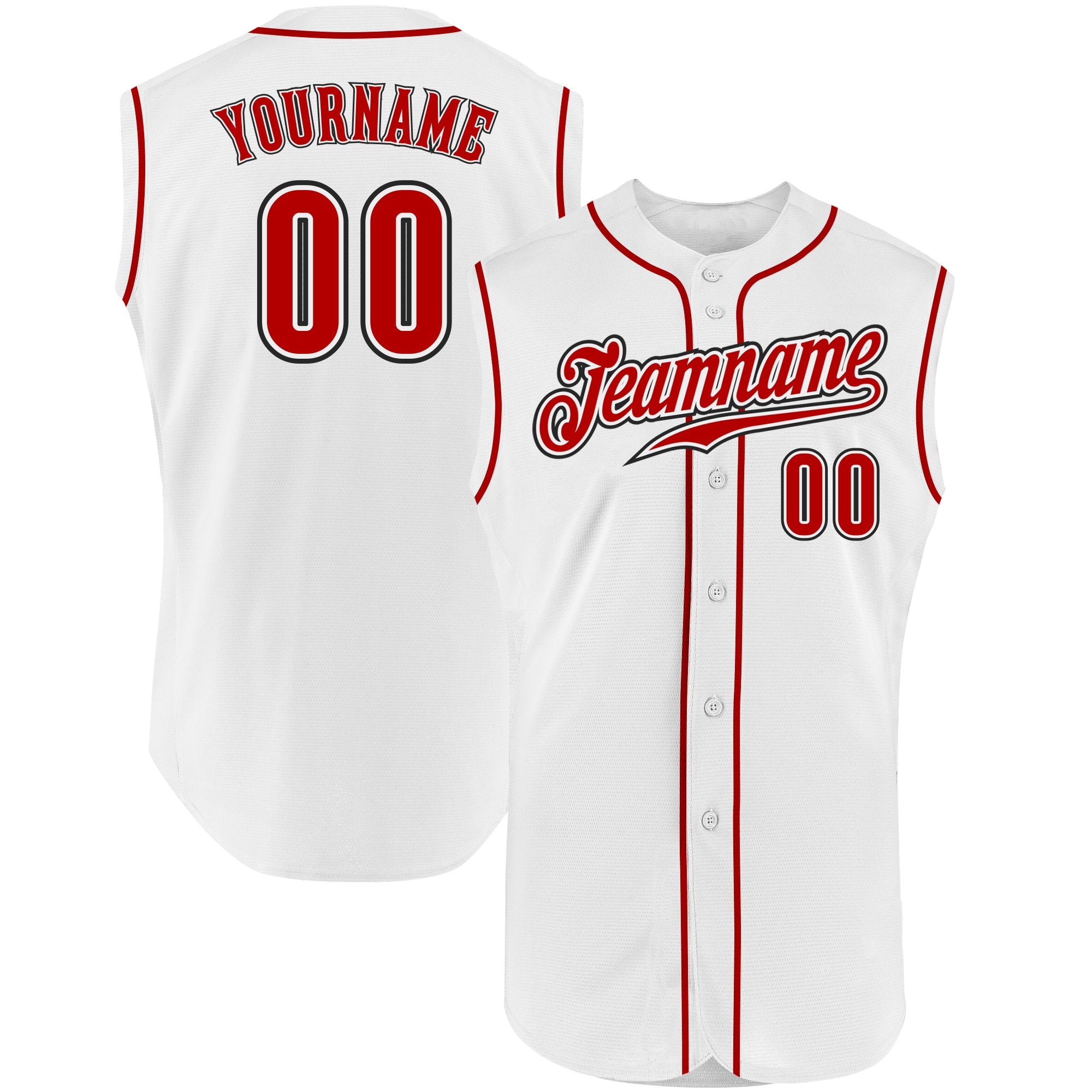 Custom White Red-Black Authentic Two Tone Baseball Jersey