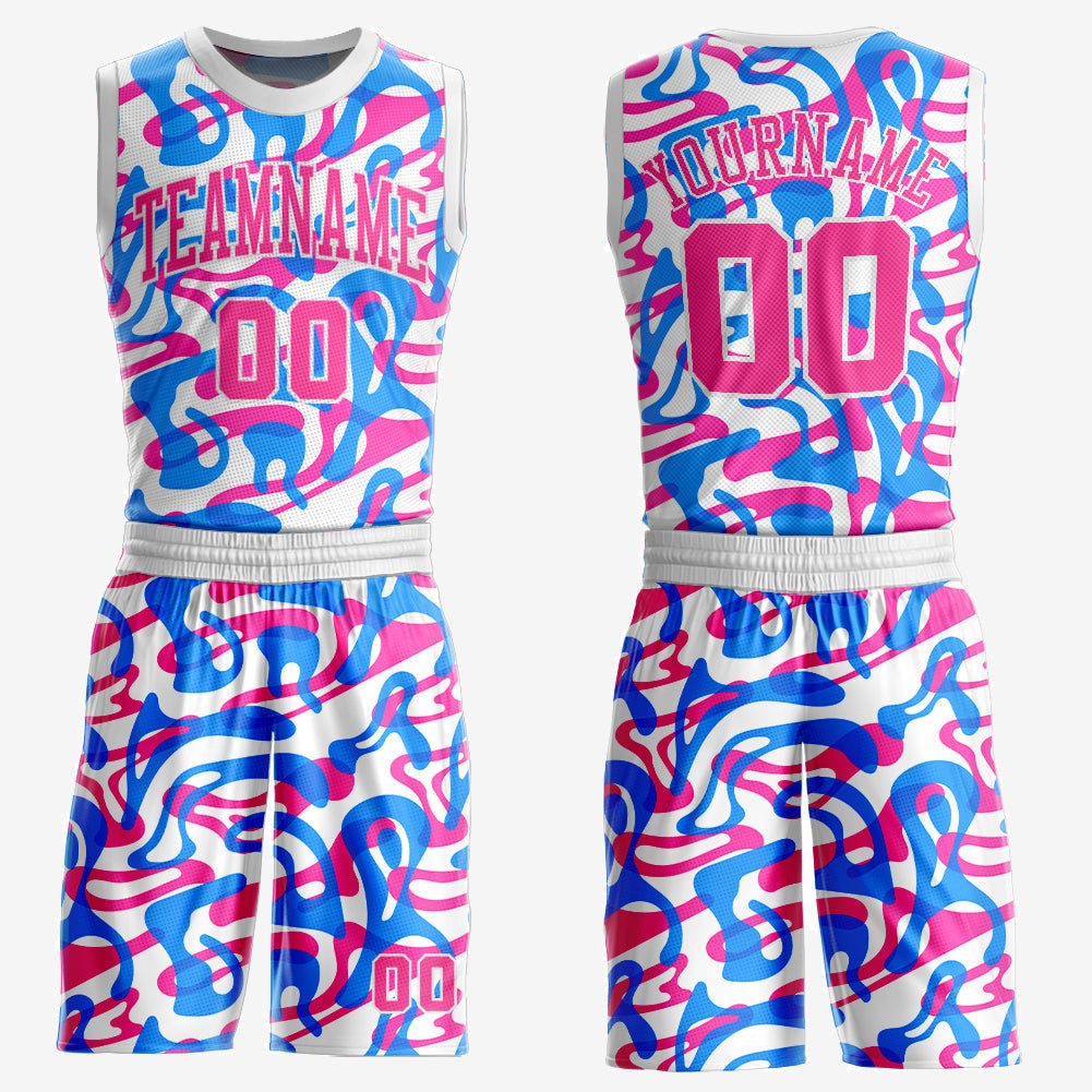 Custom Neon Green Royal-Gold Round Neck Sublimation Basketball Suit Jersey