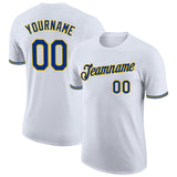 Custom White Royal-Gold Performance T-Shirt