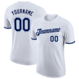 Custom White Navy-Powder Blue Performance T-Shirt