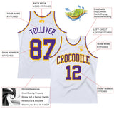 Custom White Purple-Gold Authentic Throwback Basketball Jersey