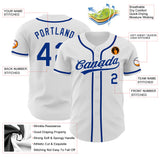 Custom White Royal Authentic Baseball Jersey