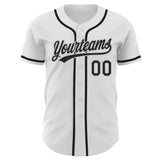 Custom White Black-Gray Authentic Baseball Jersey