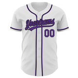 Custom White Purple-Black Authentic Baseball Jersey