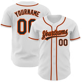 Custom White Black-Orange Authentic Baseball Jersey