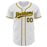 Custom White Black-Gold Authentic Baseball Jersey