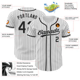 Custom White Black Pinstripe Black-Gray Authentic Baseball Jersey