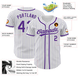 Custom White Purple Pinstripe Purple-Gray Authentic Baseball Jersey