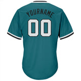 Custom Aqua White-Black Authentic Throwback Rib-Knit Baseball Jersey Shirt