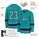 Custom Aqua Gray-Navy Hockey Jersey