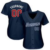 Custom Navy Red-White Baseball Jersey