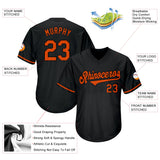 Custom Black Orange-Black Authentic Throwback Rib-Knit Baseball Jersey Shirt