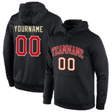 Custom Stitched Black Red-Cream Sports Pullover Sweatshirt Hoodie